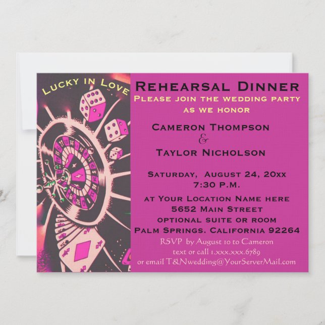 Invitation Dîner de répétition pour les dés d'amour (Devant)