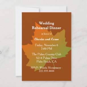 Invitation Dîner de répétition pour Mariage de la feuille d'a