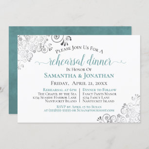 Invitation Dîner de répétition pour Mariage Turquoise et élég