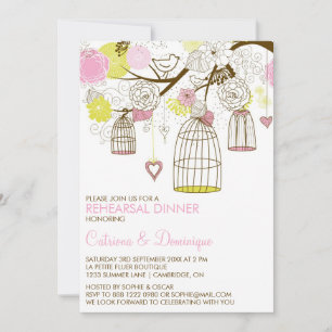 Invitation Dîner de répétition pour oiseaux rose j