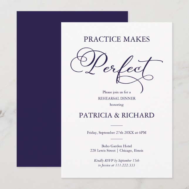 Invitation Dîner de répétition pour une pratique parfaite (Devant / Derrière)