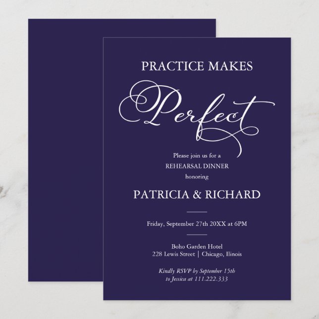 Invitation Dîner de répétition pour une pratique parfaite (Devant / Derrière)