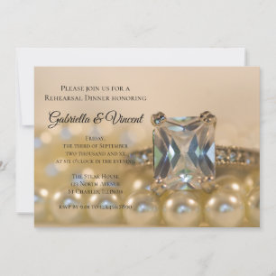 Invitation Dîner de répétition Princess Diamond Ring Pearls