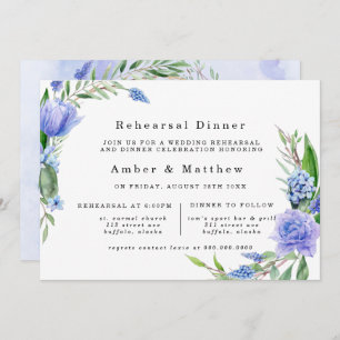Invitation Dîner de répétition Purple Dusty Blue Hyacinth Peo