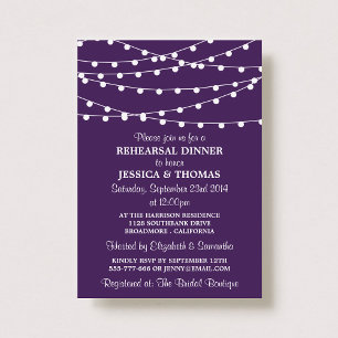 Invitation Dîner de répétition Purple Modern String Lights