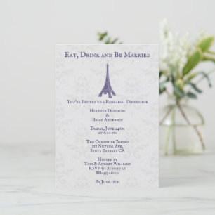 Invitation Dîner de répétition Purple Tour Eiffel Damas