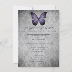 Invitation Dîner de répétition Purple Vintage Papillon Damas
