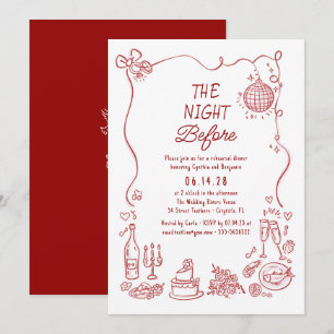Invitation Dîner de répétition rétro fantaisiste dessiné à la