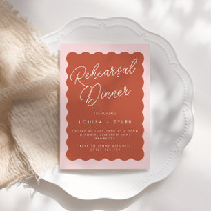 Invitation Dîner de répétition Retro Wavy Terracotta & Blush