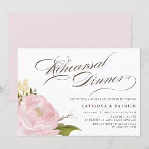 Invitation Dîner de répétition romantique de pivoine Invitati