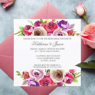 Invitation Dîner de répétition romantique Fuchsia rose