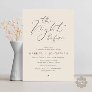 Invitation Dîner de répétition romantique la veille du mariag