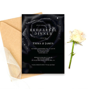Invitation Dîner de répétition Rose de Minuit Floral Élégant