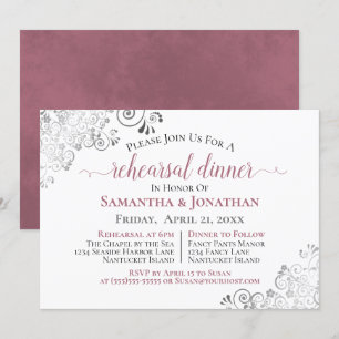 Invitation Dîner de répétition Rose Frilly Elegant Dusty