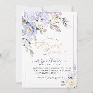 Invitation Dîner de répétition Rose H2 Purple Hydrangea Crème