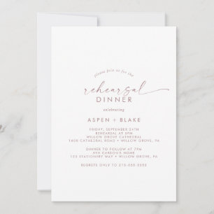 Invitation Dîner de répétition Rose moderne Gold Script