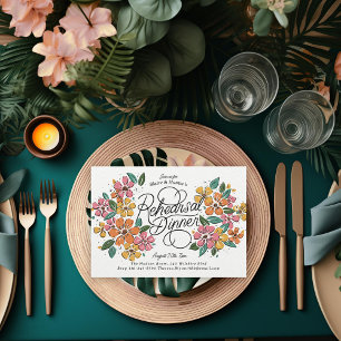 Invitation Dîner De Répétition Rose Orange Florals