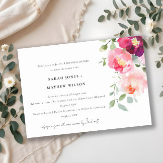 Invitation Dîner de répétition Rose rose-bleu-bordeaux