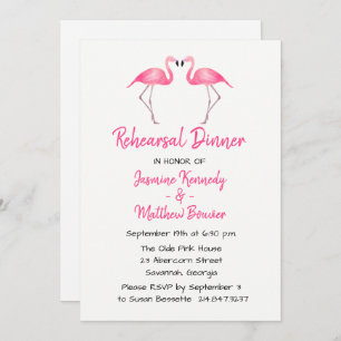 Invitation Dîner de répétition rose tropicale Mariage de Flam