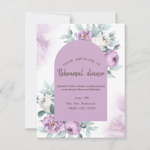 Invitation Dîner de répétition Roses lilas aquarelle Points