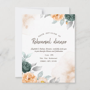 Invitation Dîner de répétition Roses vertes à l'aquarelle