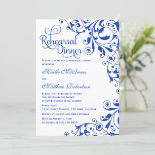 Invitation Dîner de répétition Royal Blue Swirls élégant
