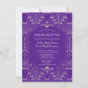 Invitation Dîner de répétition Royal Purple Silver Great Gats
