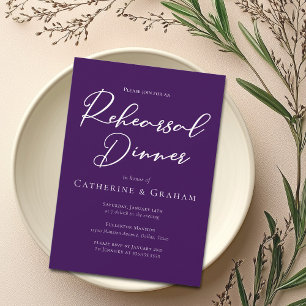 Invitation Dîner de répétition Royal Purple White Typography