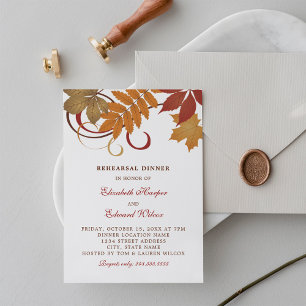 Invitation Dîner de répétition Rustic Falling Feuille