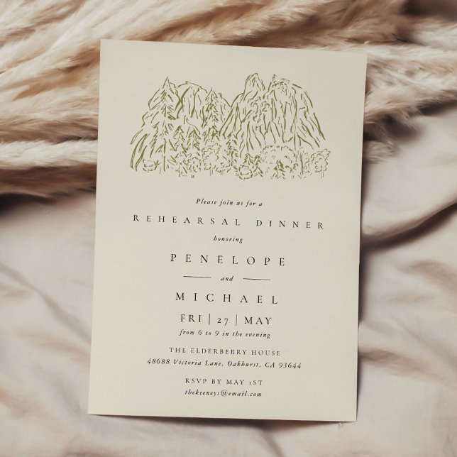 Invitation Dîner de répétition Rustic Mountain National Park (Rustic Mountain National Park Art Rehearsal Dinner Invitation)