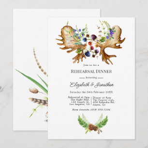 Invitation Dîner de répétition rustique à l'aquarelle de la f