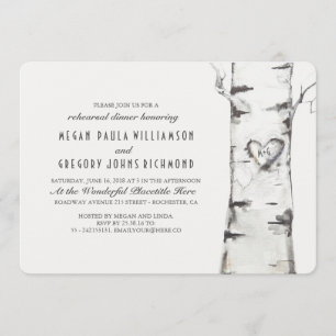 Invitation Dîner de répétition rustique Birch Tree