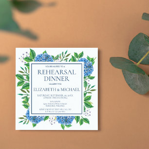 Invitation Dîner de répétition Rustique Blue Hydrangeas Water