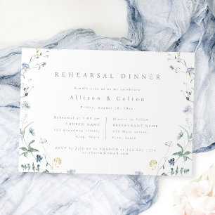 Invitation Dîner de répétition Rustique Boho Fleur sauvage bl