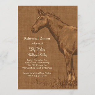 Invitation Dîner de répétition rustique charmant pour chevaux