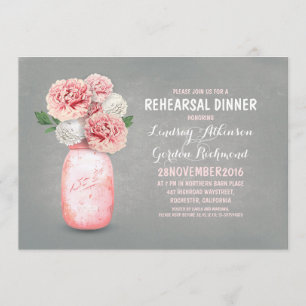 Invitation Dîner de répétition rustique de bocal de mason pei