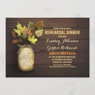 Invitation Dîner de répétition rustique de la bocale de mason