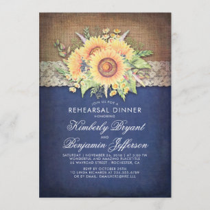 Invitation Dîner de répétition rustique de la marine de tourn