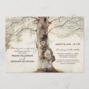 Invitation Dîner de répétition rustique de l'arbre