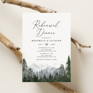 Invitation Dîner de répétition rustique de pin de montagne