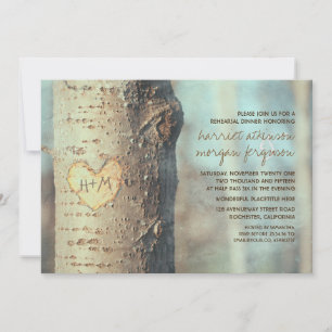 Invitation dîner de répétition rustique du coeur sculpté