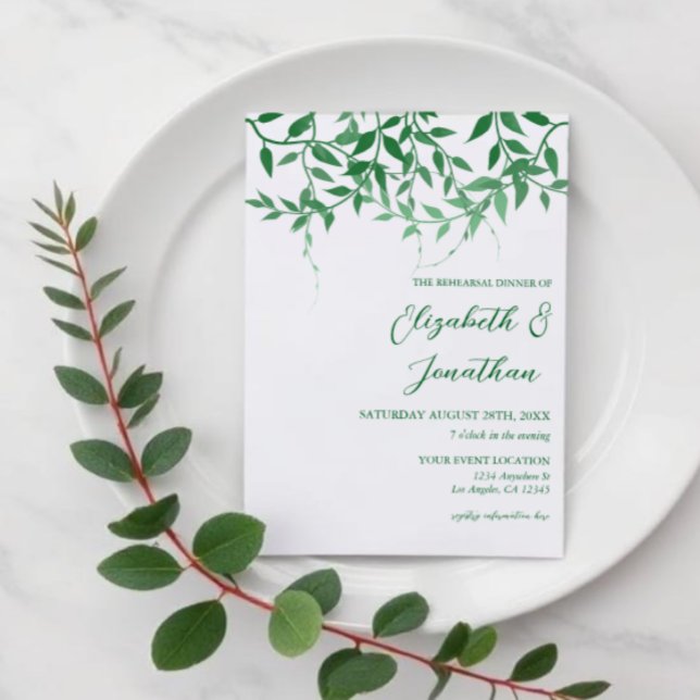 Invitation Dîner de répétition Rustique Feuille (Créateur téléchargé)