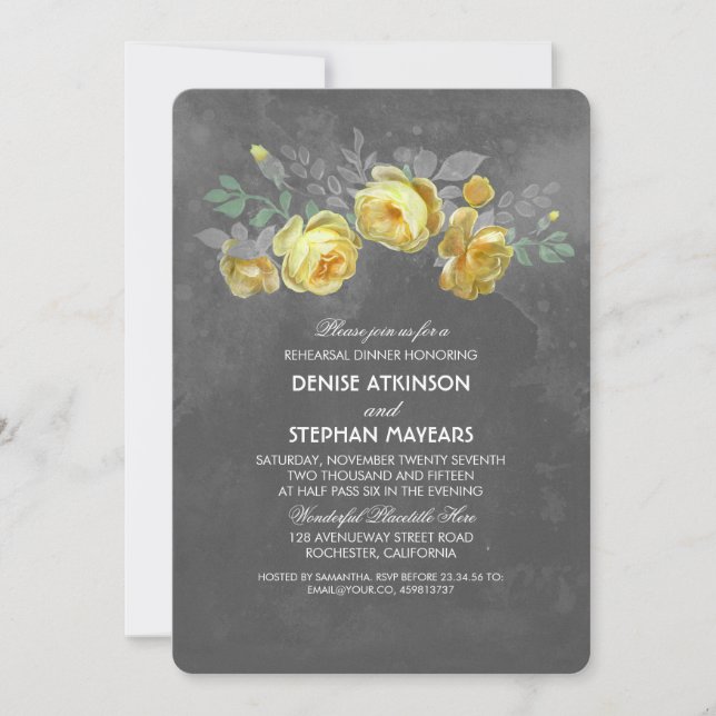 Invitation Dîner de répétition Rustique Floral (Devant)
