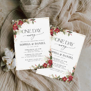 Invitation Dîner de répétition Rustique Pine Poinsettia