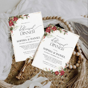 Invitation Dîner de répétition Rustique Pine Poinsettia Invit