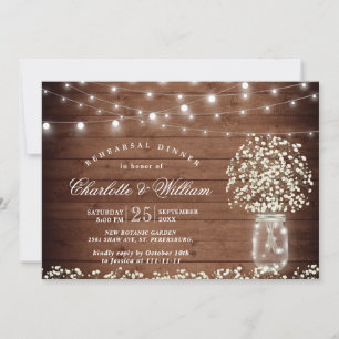 Invitation Dîner de répétition rustique pour bébé