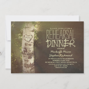 Invitation Dîner de répétition rustique pour le bouleau