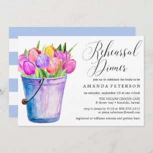 Invitation Dîner de répétition rustique Tulipes Aquarelle ten