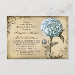 Invitation Dîner de répétition rustique vintage bleu pâle