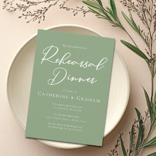 Invitation Dîner de répétition Sage Green White Typography